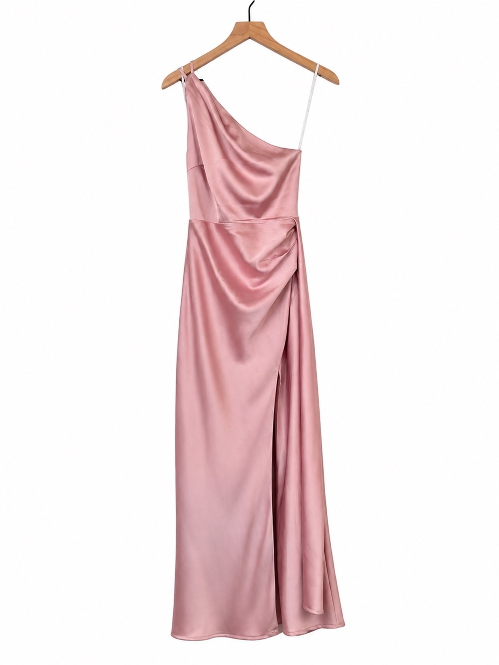 Lulus Signature Elegance Dusty Lavender Satin One-Shoulder Maxi Dress XS